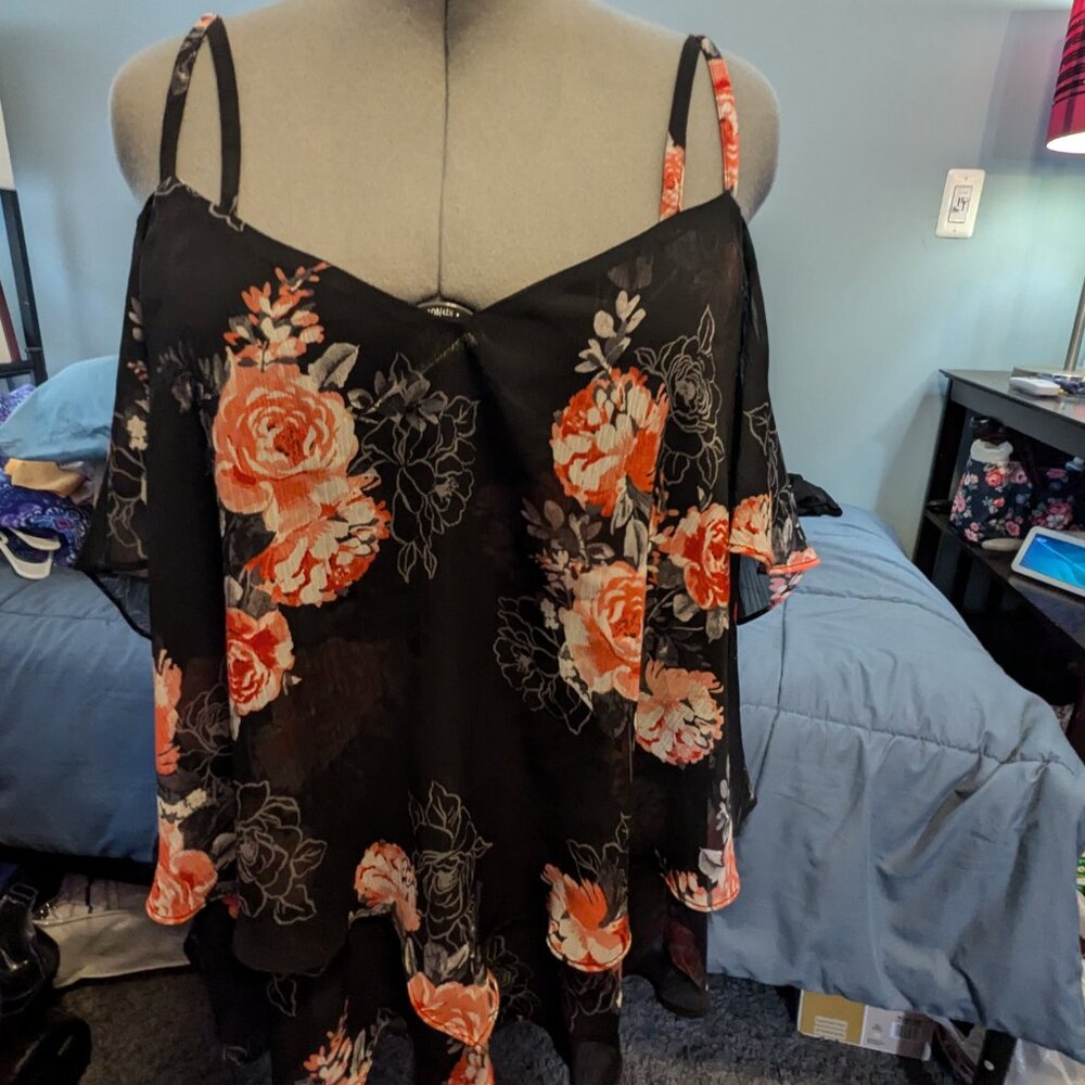 Torrid Layered Cold Shoulder flowy top
